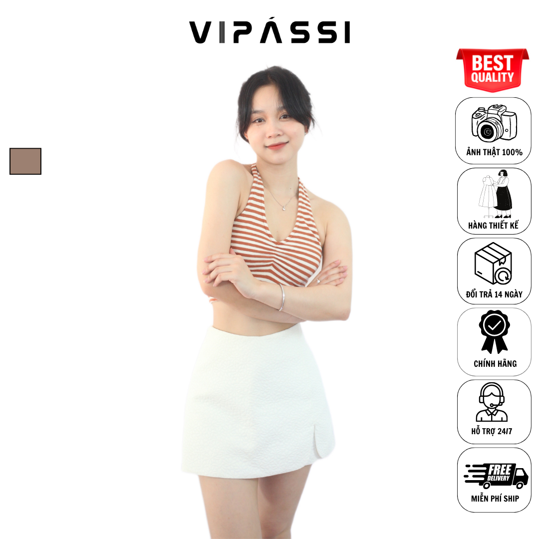 VIPÁSSI Áo Thun Croptop Dây Hở Lưng Ngang Eo