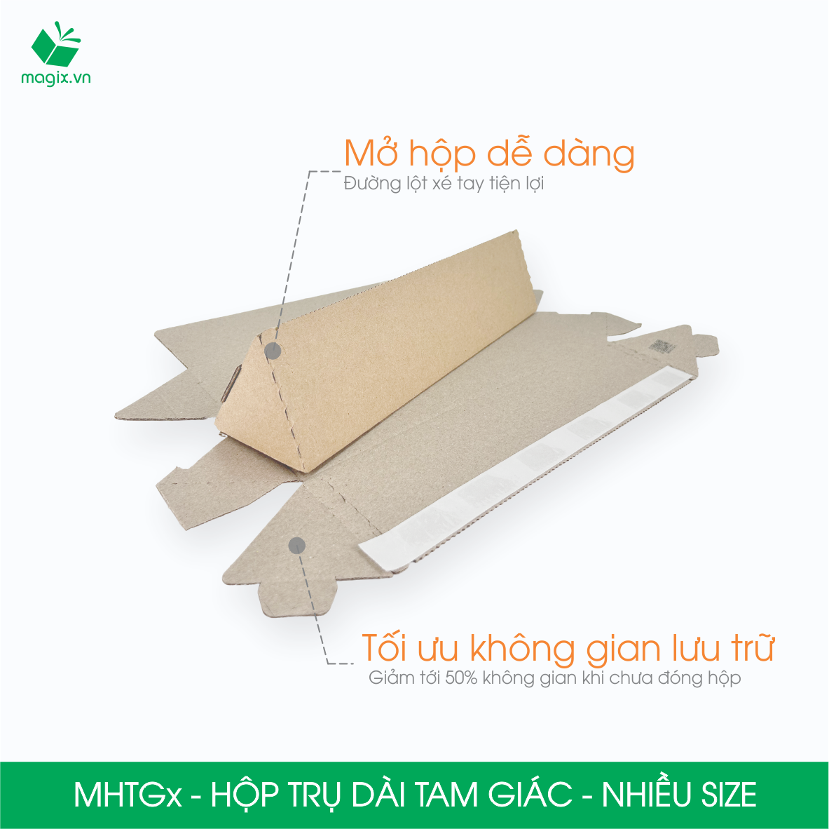 Hộp trụ dài tam giác thay thế ống giấy - Hộp carton đóng gói hàng - NHIỀU KÍCH THƯỚC