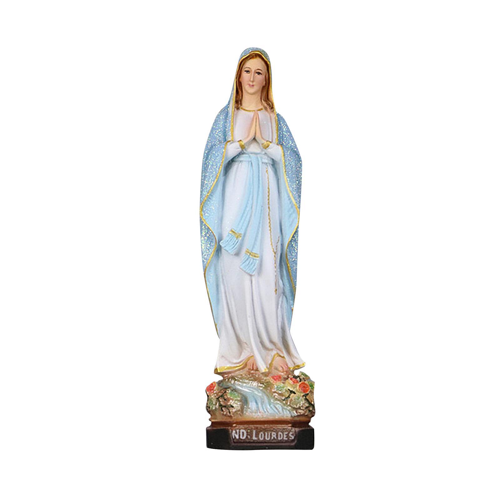 Mother Mary Figurine on Base Holy Statue for Bedroom