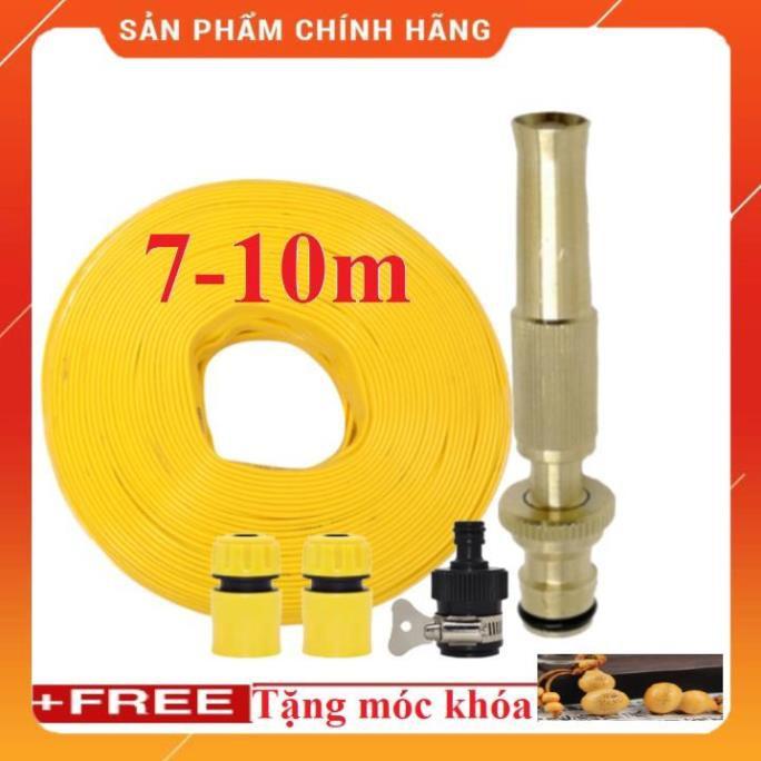Vòi Xịt Nước️️ Bộ dây vòi xịt nước rửa xe, tưới cây , loại 7m, 10m 206587 cút sập+ móc khoá