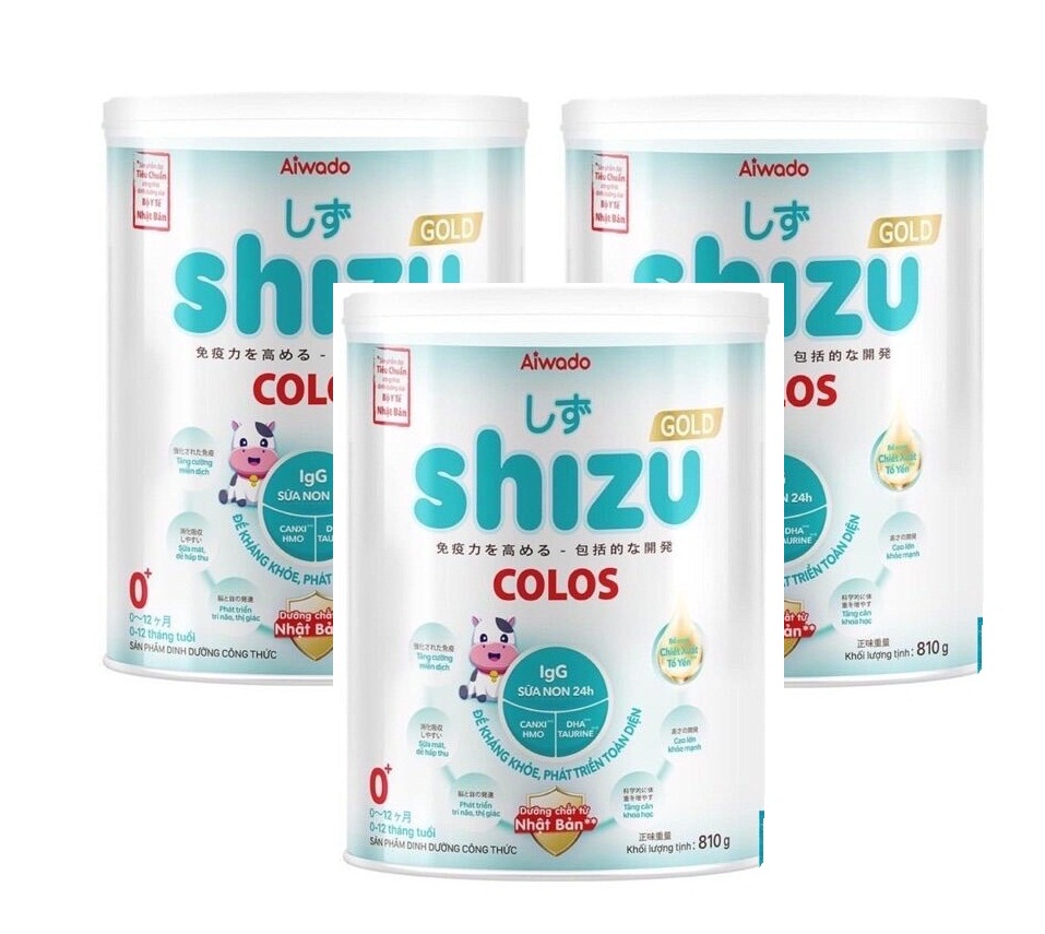 Bộ 3 lon Sữa công thức Aiwado shizu colos 0+ lon 810g - Đề kháng khoẻ, phát triển toàn diện