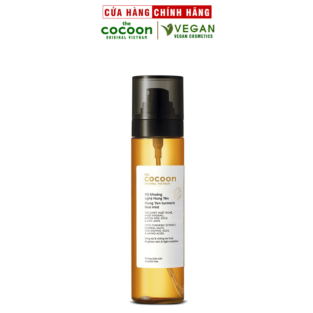Xịt khoáng nghệ Hưng Yên Cocoon 130ml giúp sáng da và chống oxy hóa thuần chay