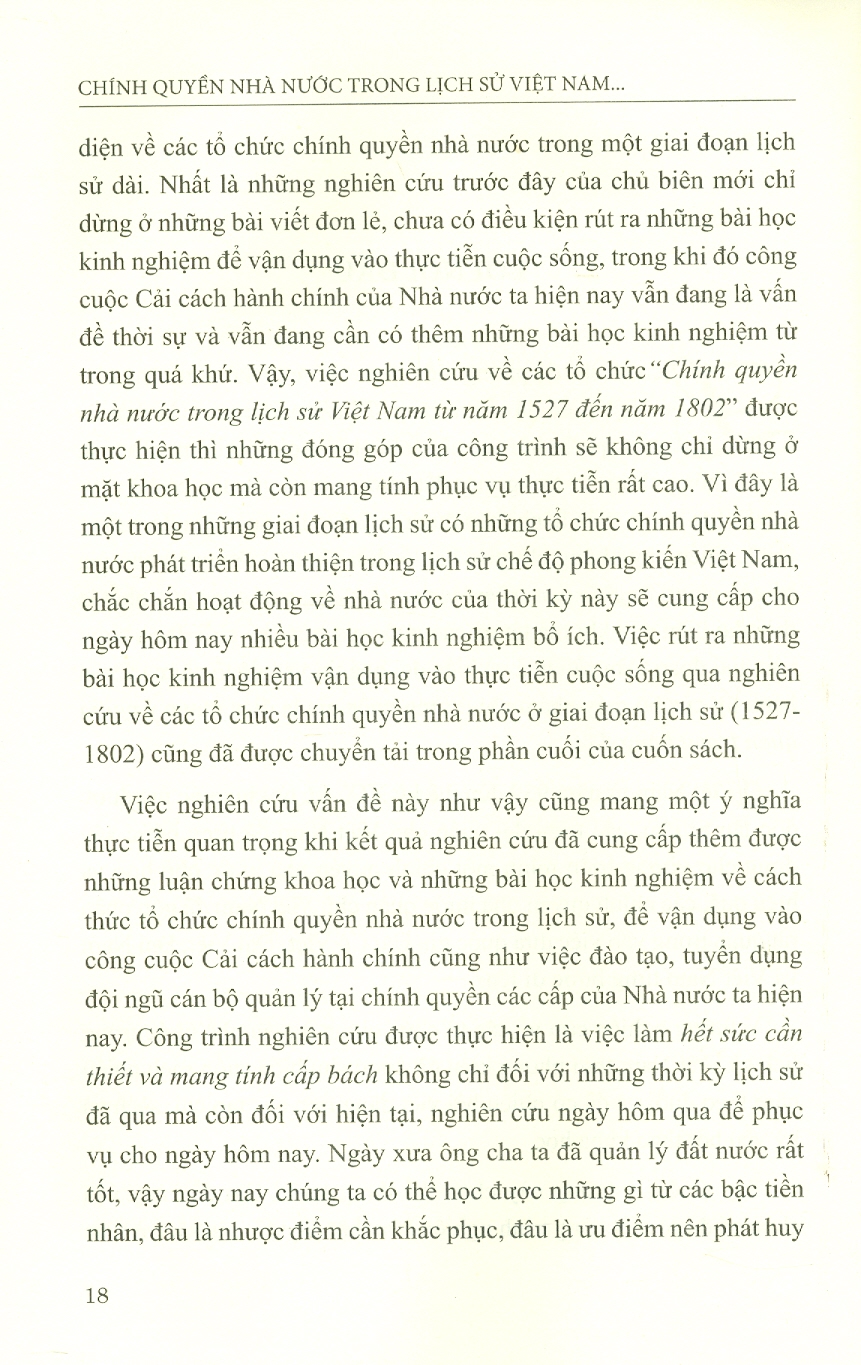 Chính Quyền Nhà Nước Trong Lịch Sử Việt Nam Trong Lịch Sử Việt Nam (1527-1802) (Tái bản có sửa chữa)