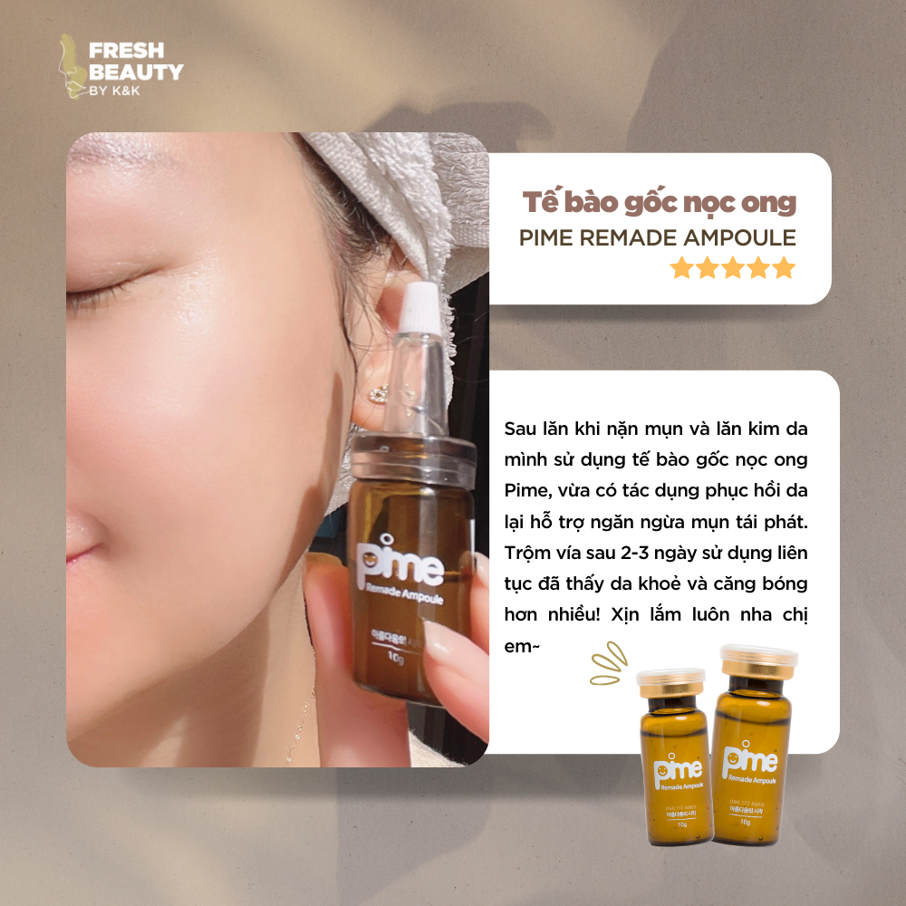 Tế bào gốc nọc ong Pime Remade Ampoule dạng tinh chất mờ sẹo rỗ thâm nám, phục hồi da treatment 10ml