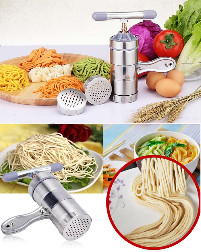 Dụng Cụ Làm Mỳ, Nui Bằng Inox 5 Khuôn Lựa Chọn