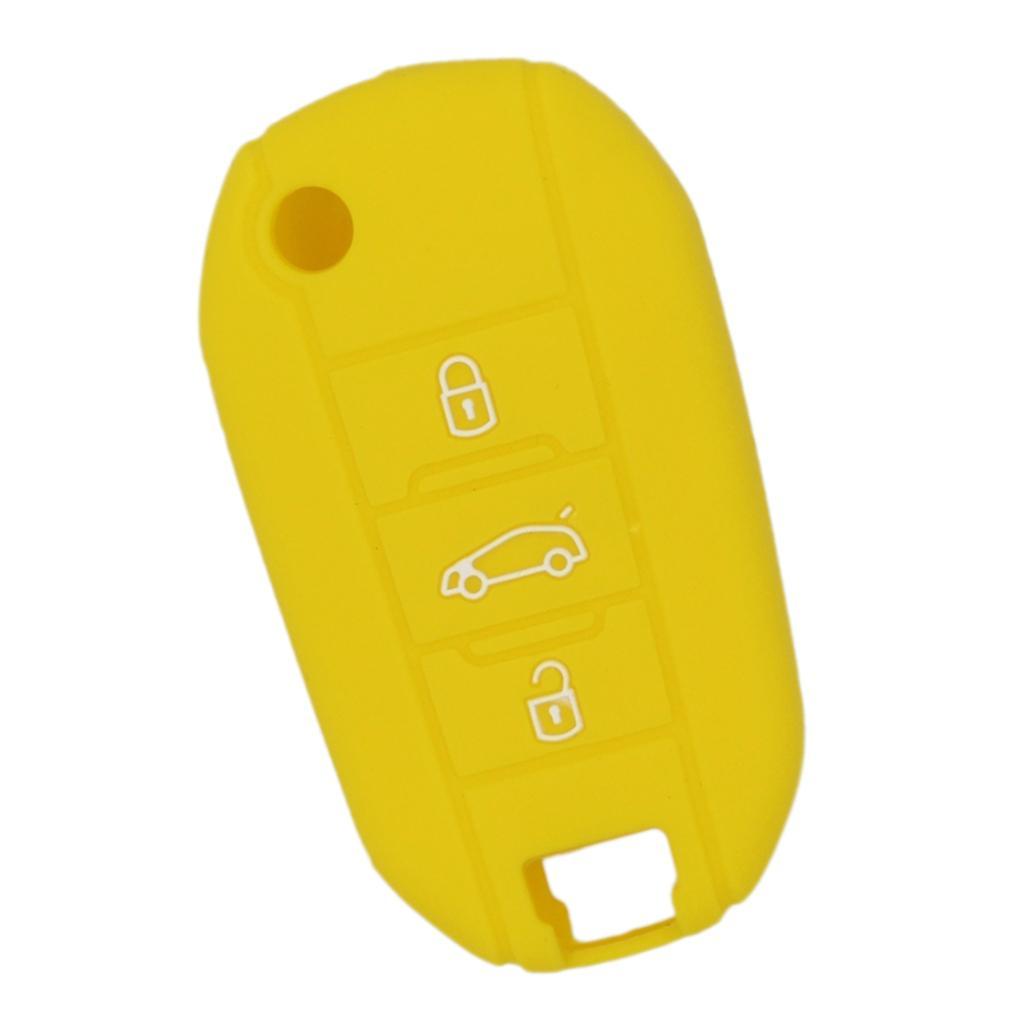 Silicone Car Key Case Cover Fit for AUDI Folding Remote Key Fob Case Shell 3 Buttons Yellow