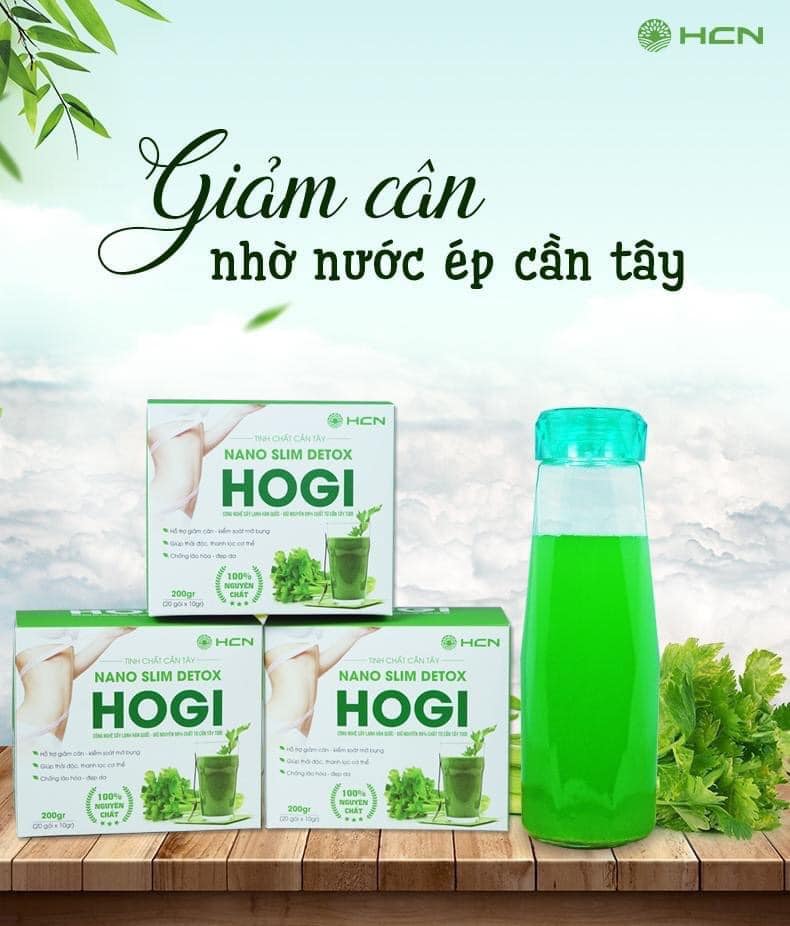 Bột Cần Tây Nguyên Chất Sấy Lạnh Hogi 200g - Da Sáng, Dáng Thon, Giảm Cân, Thanh Lọc Cơ Thể (Tinh Chất Cần Tây Nano Slim Detox Hogi 20 gói 10g)