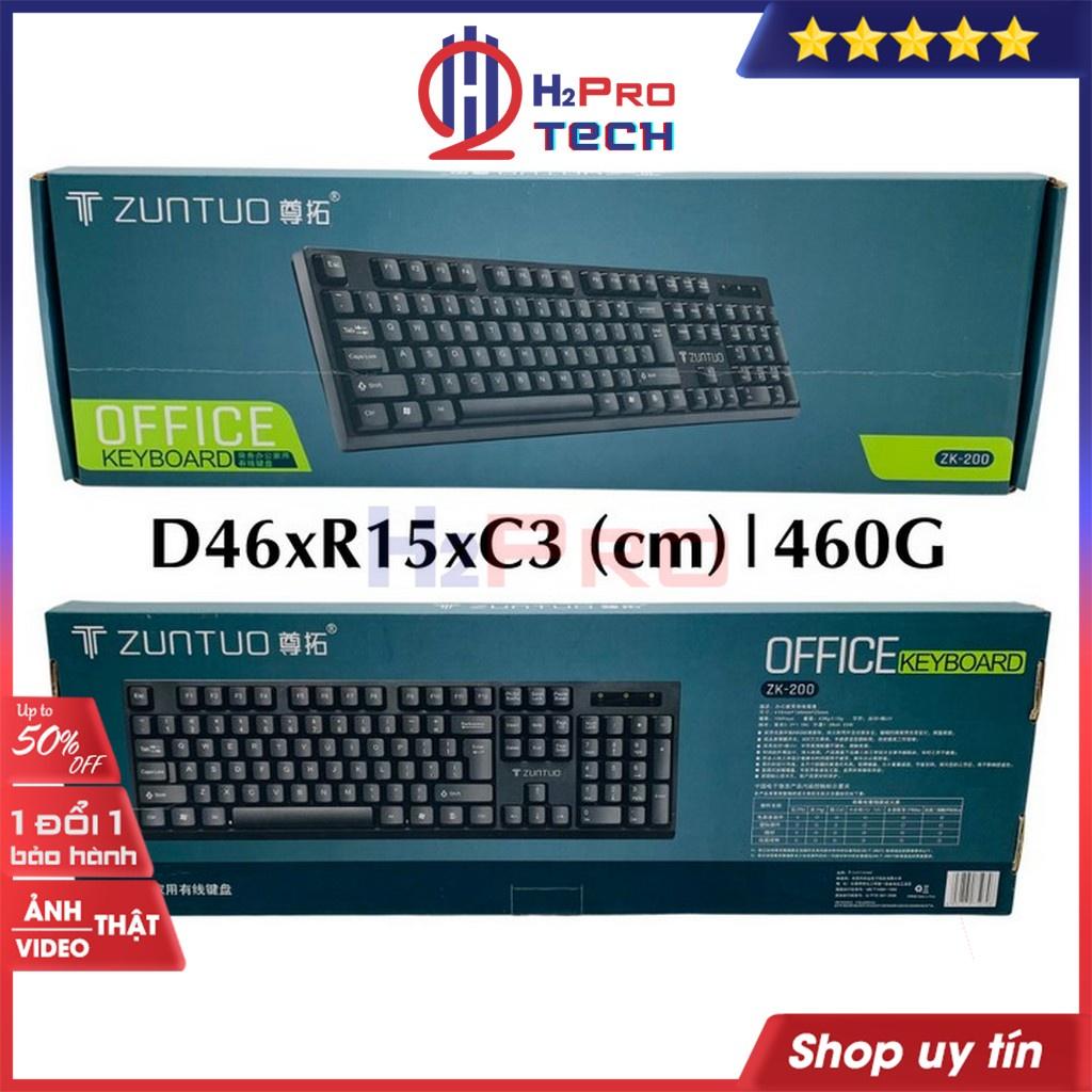 Bàn phím có dây, bàn phím máy tính văn phòng Zuntuo ZK-200 cao cấp, phím đẹp, bấm êm, bảo hành 1 năm - shop H2pro