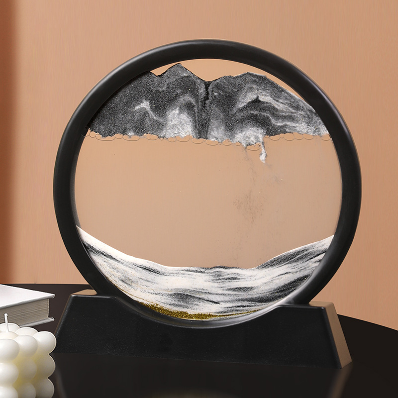 Tranh Cát Chảy Chuyển Động 3D Hình Tròn, Chân đế phát sáng , Thích Hợp Để Bàn , Trang trí phòng khách, bàn làm việc, góc học tập , Quà tặng lưu niệm
