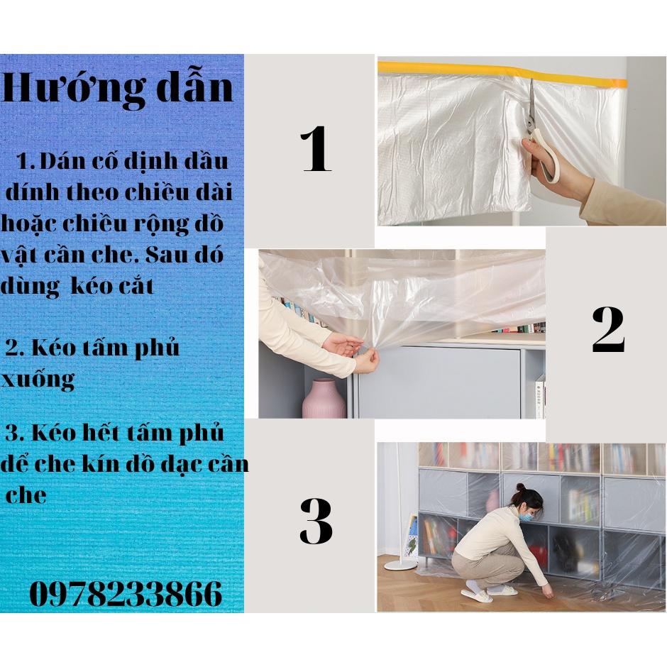 Màng che phủ ngăn bụi nội thất đa năng ABA2,4x12, giữ nguyên mới nội thất, rộng 2,4m dài 12m (từ 20cm kéo rộng ra 2,4m)