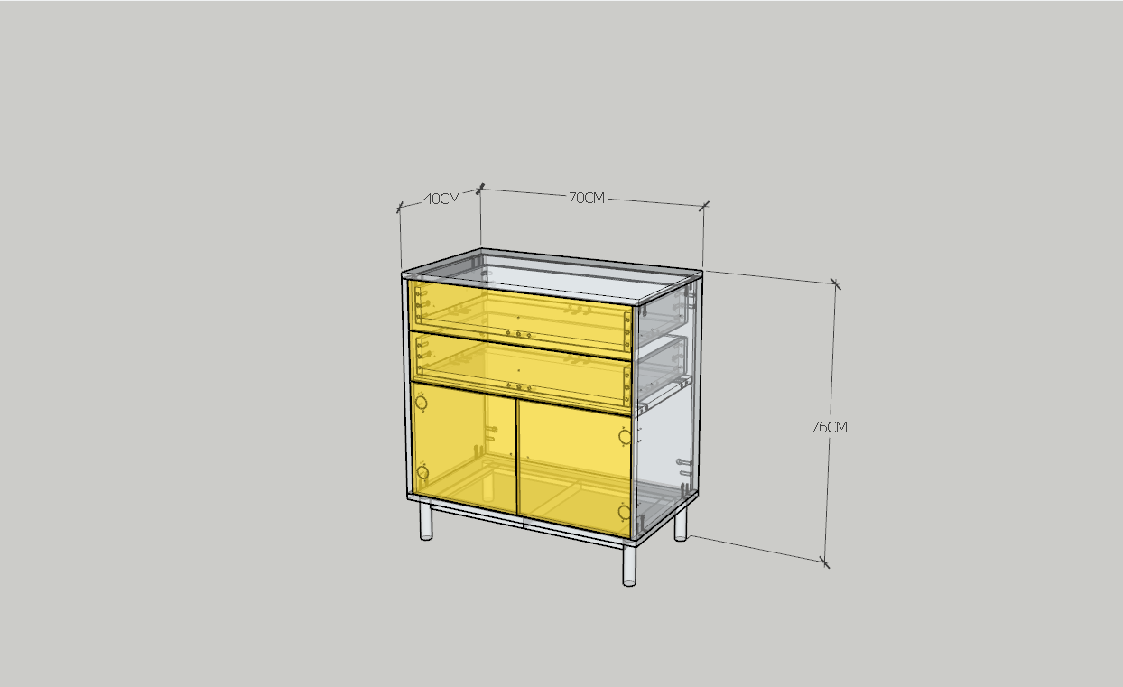 HAPPY FURNITURE , Tủ lưu trữ 2 ngăn kéo 2 cánh mở- LIVIK, TLT_054 , 70cm x 40cm x 76cm DxRxC