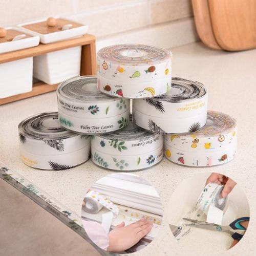 Cuộn Băng Dính Dán Viền Bồn Rửa Chén, Cạnh Góc Bếp, Lavabo, Kẽ Tường Chống Thấm Nước Mẫu Hoa Văn 3.5Cm