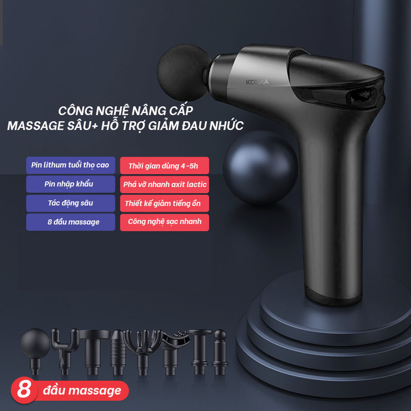 Máy Massage Vật Lý Trị Liệu Chuyên Sâu, 5 Mức Cường Độ, 8 Đầu Massage Chuyên Dụng Cho Tất Cả Các Nhóm Cơ-Giúp Giảm Đau Nhức, Căng Cơ Hiệu Quả