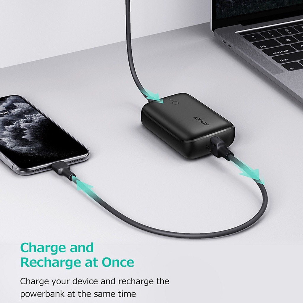 Pin Sạc Dự Phòng AUKEY Basix Mini PB-N83S 10000mAh - Sạc Nhanh Power Delivery 20W và Quick Charge 3.0 18W - Hàng Chính Hãng