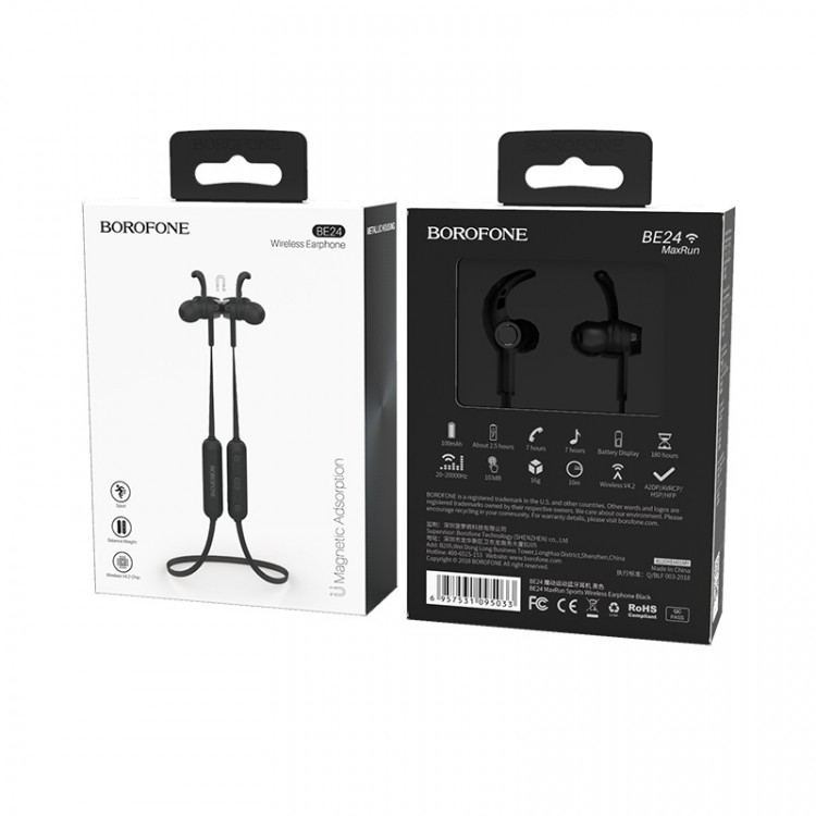 borofone be24 maxrun sports wireless earphones black box