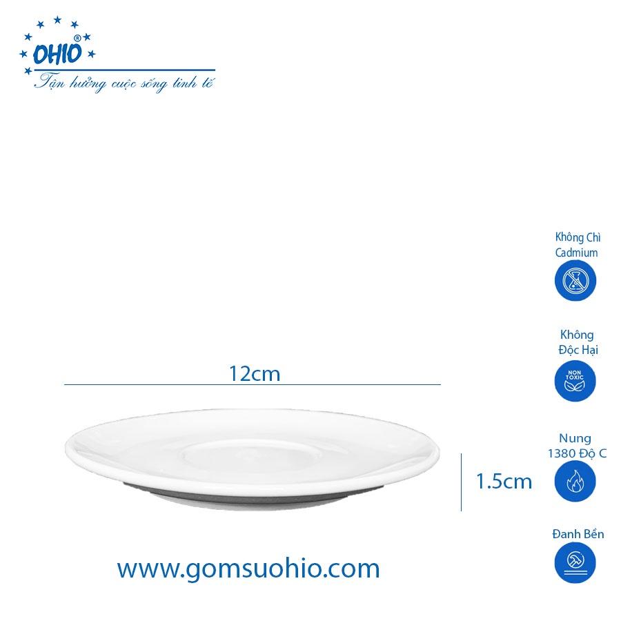 Đĩa Kê 12cm Sứ Trắng OHIO
