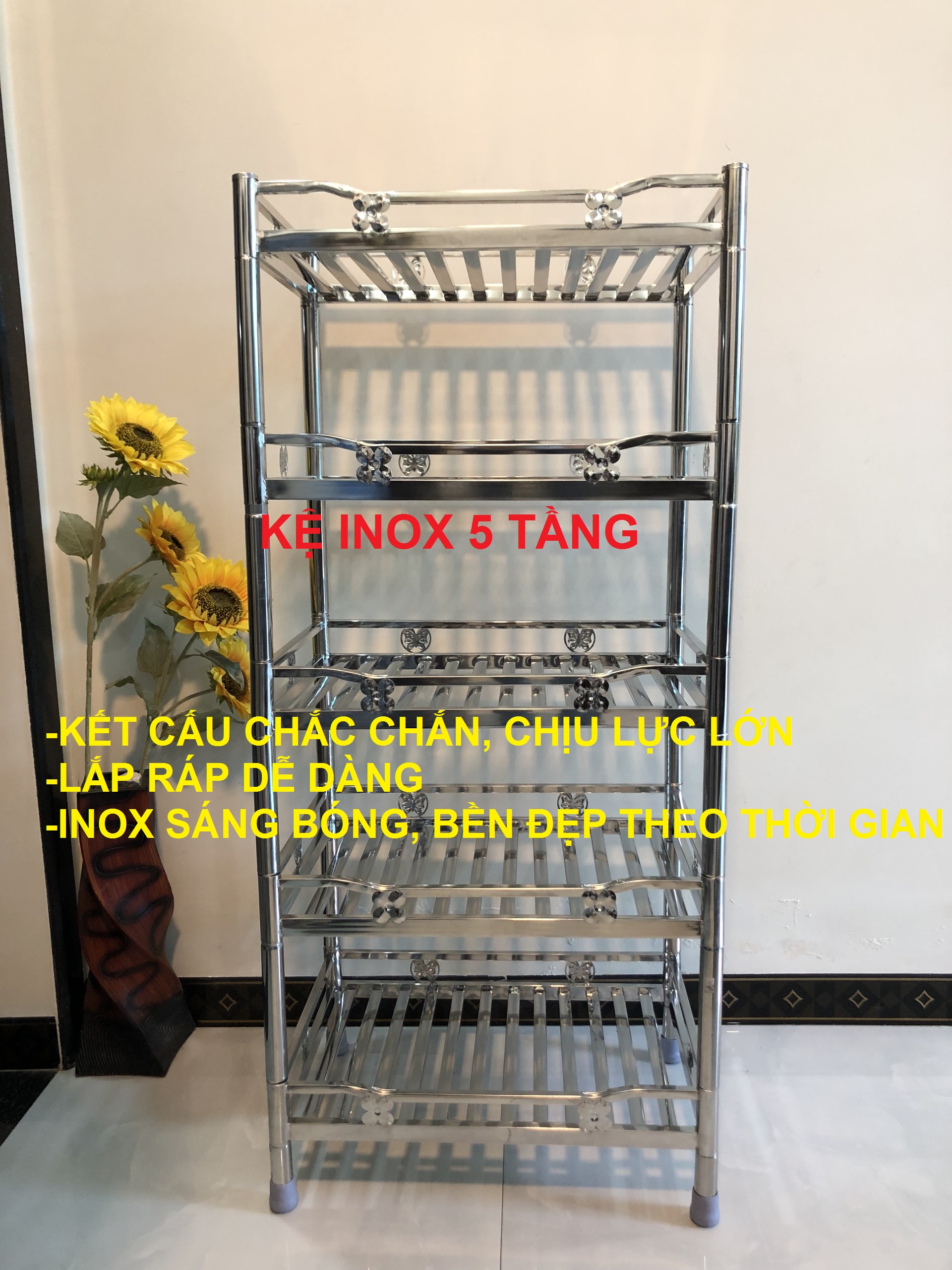 Hình ảnh KỆ INOX NHÀ BẾP, KỆ INOX ĐỂ XOONG NỒI, CHÉN BÁT 5 TẦNG  VIMOS