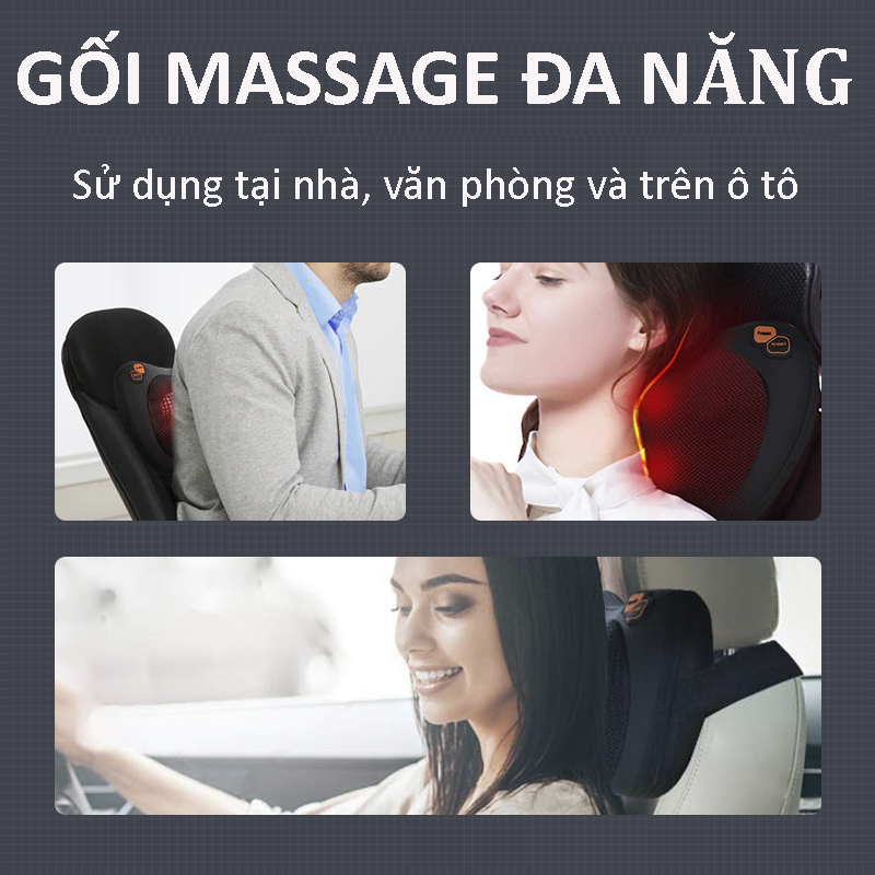 Gối Massage Nhiệt Hồng Ngoại VISPO VP-G23 - 4 Bi Xoay Chuyên Dùng Cho Cổ, Vai, Gáy, Thắt Lưng Sử Dụng Tại Nhà, Văn Phòng Hoặc Trên Ô tô