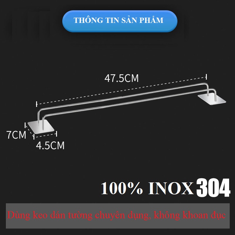 Kệ để dép dán tường Inox 304 cao cấp - Giá gài dép Inox kèm keo dán chuyên dụng