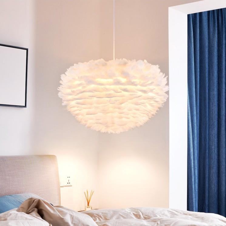 Đèn chùm LUISTE lông vũ cao cấp, hiện đại, sang trọng loại 60cm với 3 chế độ ánh sáng - kèm bóng LED chuyên dụng.