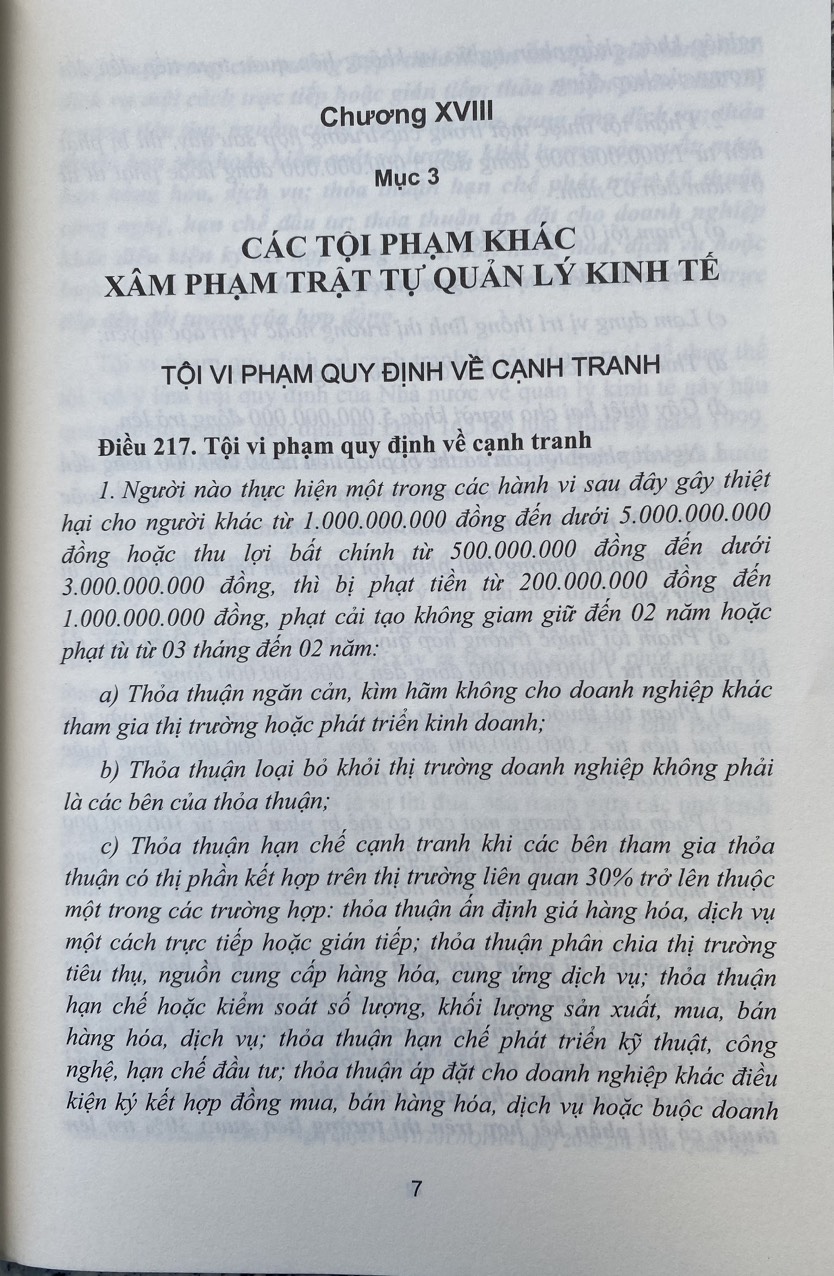 Bình luận Bộ Luật Hình Sự năm 2015 - Phần Các Tội Phạm - Chương XVIII- Mục 3  Các Tội Phạm Khác X âm Phạm Trật Tự Quản Lý Kinh Tế