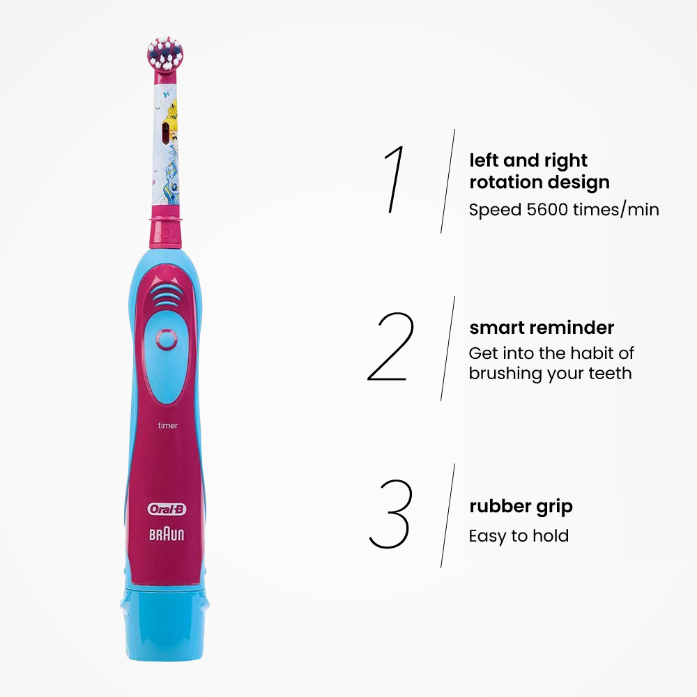 ORAL B Bàn Chải Đánh Răng Điện Xoay Tròn 2 Phút Hẹn Giờ Kèm Lõi Thay Thế Cho Bé