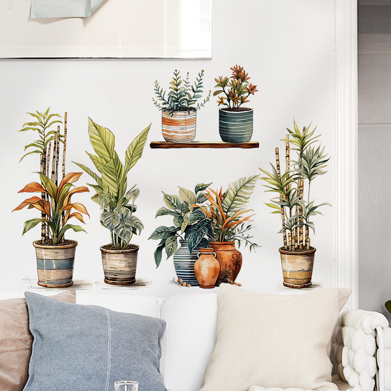 Sticker Giấy Dán Tường Decal Dán tường Tranh Dán Tường Trang Trí Tường Mẫu Chậu Cây Cảnh ZDB-2866