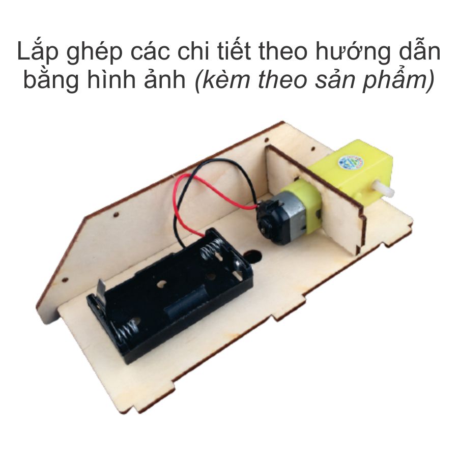 Đồ chơi lắp ghép xe tăng bằng gỗ chạy được bằng pin