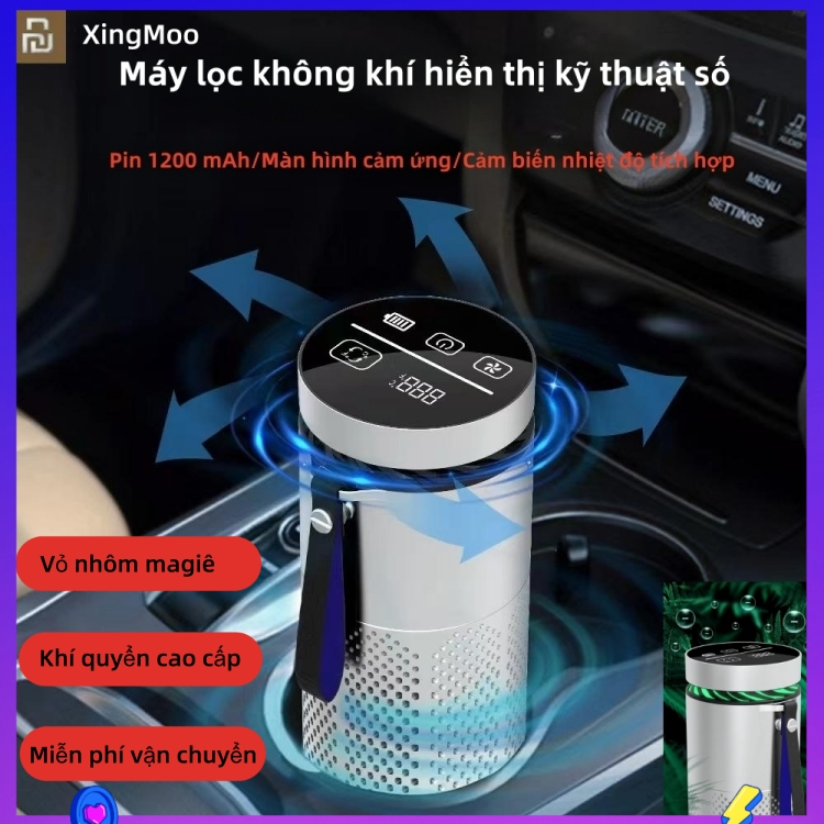 Máy Lọc Không Khí Ion Âm Khử Mùi Hôi Màn Hình Cảm Ứng Tiện Dụng Cho Xe Hơi
