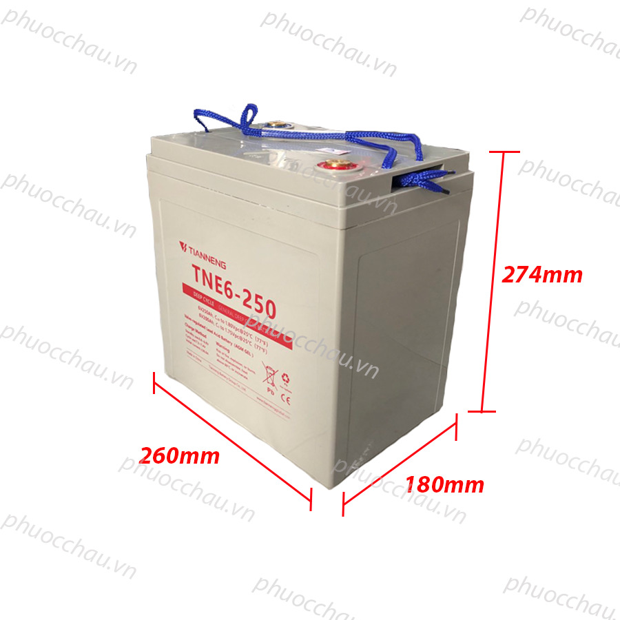 Ắc Quy Thiên Năng Tianneng TNE6-250 , ắc quy dùng cho xe điện, xe golf, xe chà sàn