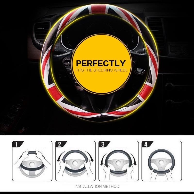 Miếng Da Pu Bảo Vệ Vô Lăng Xe Hơi 15 Inch