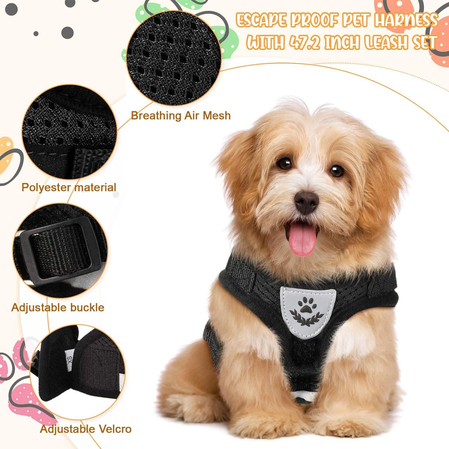 Bộ khai thác và dây xích cho chó con/ mèo khai thác có thể điều chỉnh vest chống rò rỉ trong lưới linh hoạt để lại ngực trong lưới thoáng khí cho động vật mèo