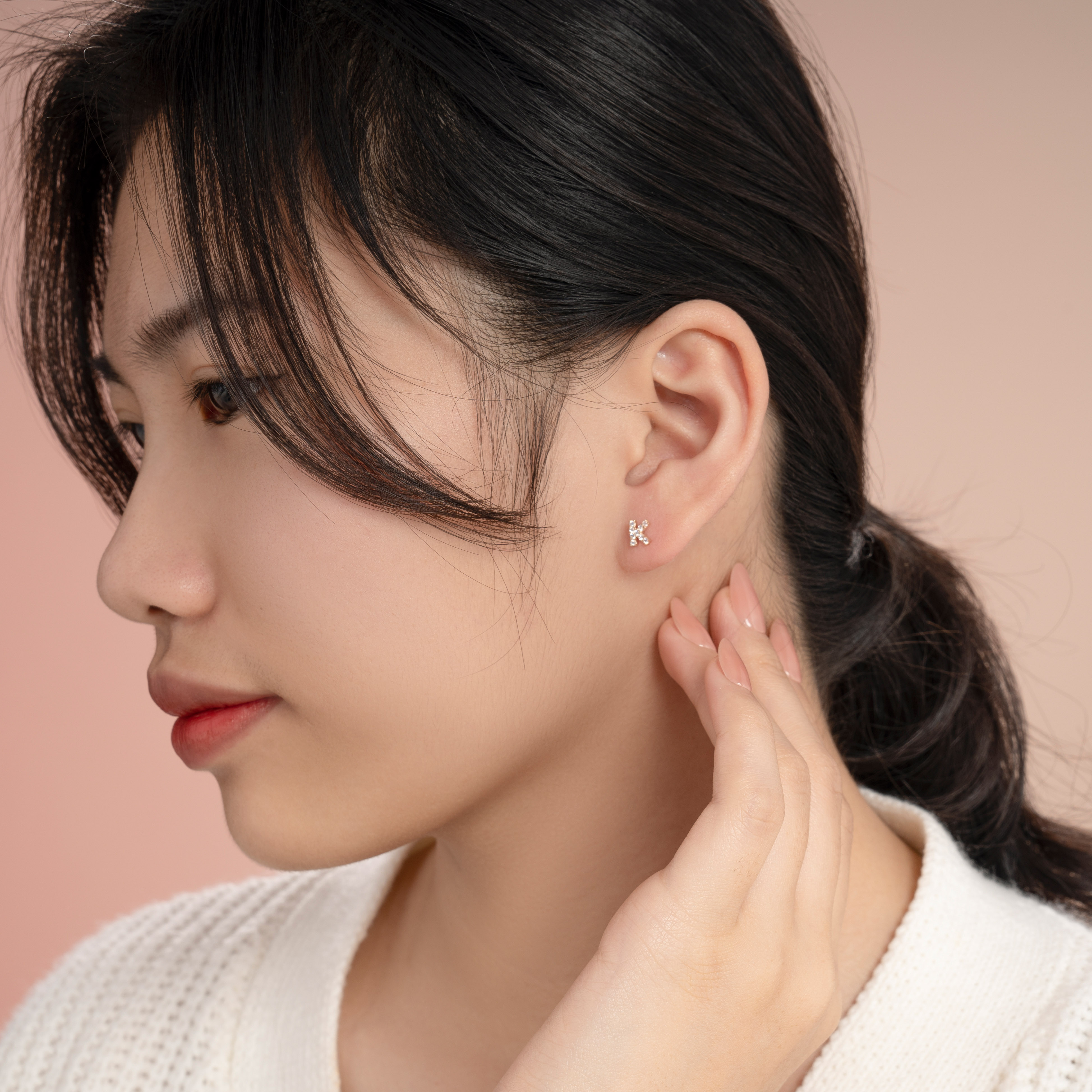 Bông Tai Nữ Chữ K Vàng Tây 14K BTAM108 Huy Thanh Jewelry