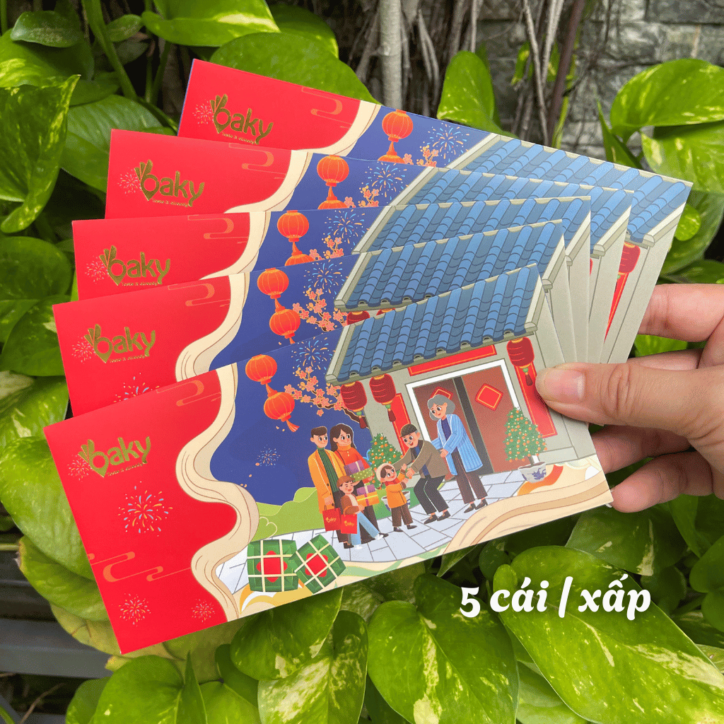 Bao Lì Xì Tết Oaky - Set 5 Bao Đỏ Gia Đình Sum Vầy - Bao Lì Xì Đẹp 2026