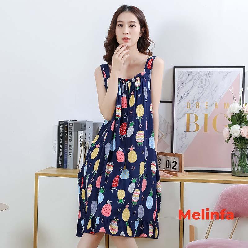 Váy ngủ hai dây nữ, đầm ngủ hai dây bản to nữ tính chất vải lanh lụa rayon tự nhiên thoáng mát nhiều màu mã VAV0224