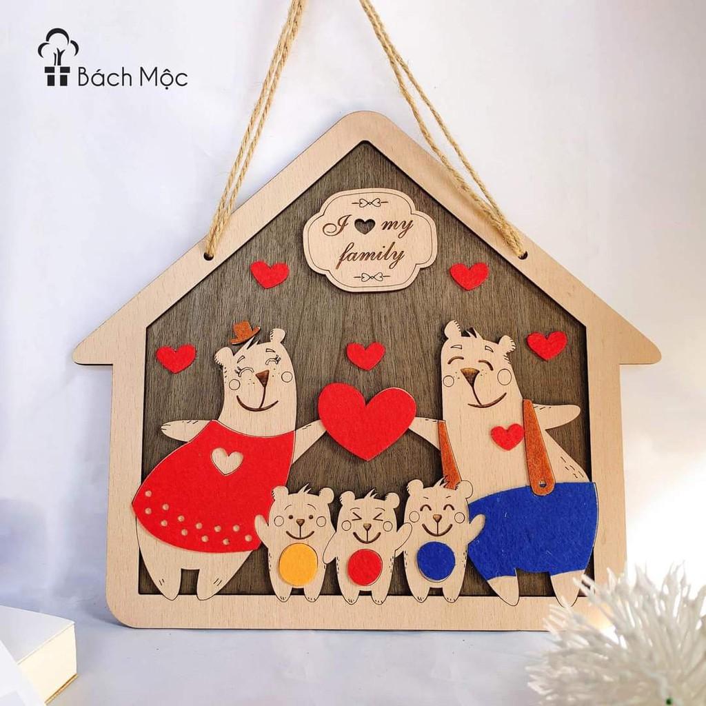 Bảng gỗ decor, bảng gỗ trang trí chủ đề gia đình, Family