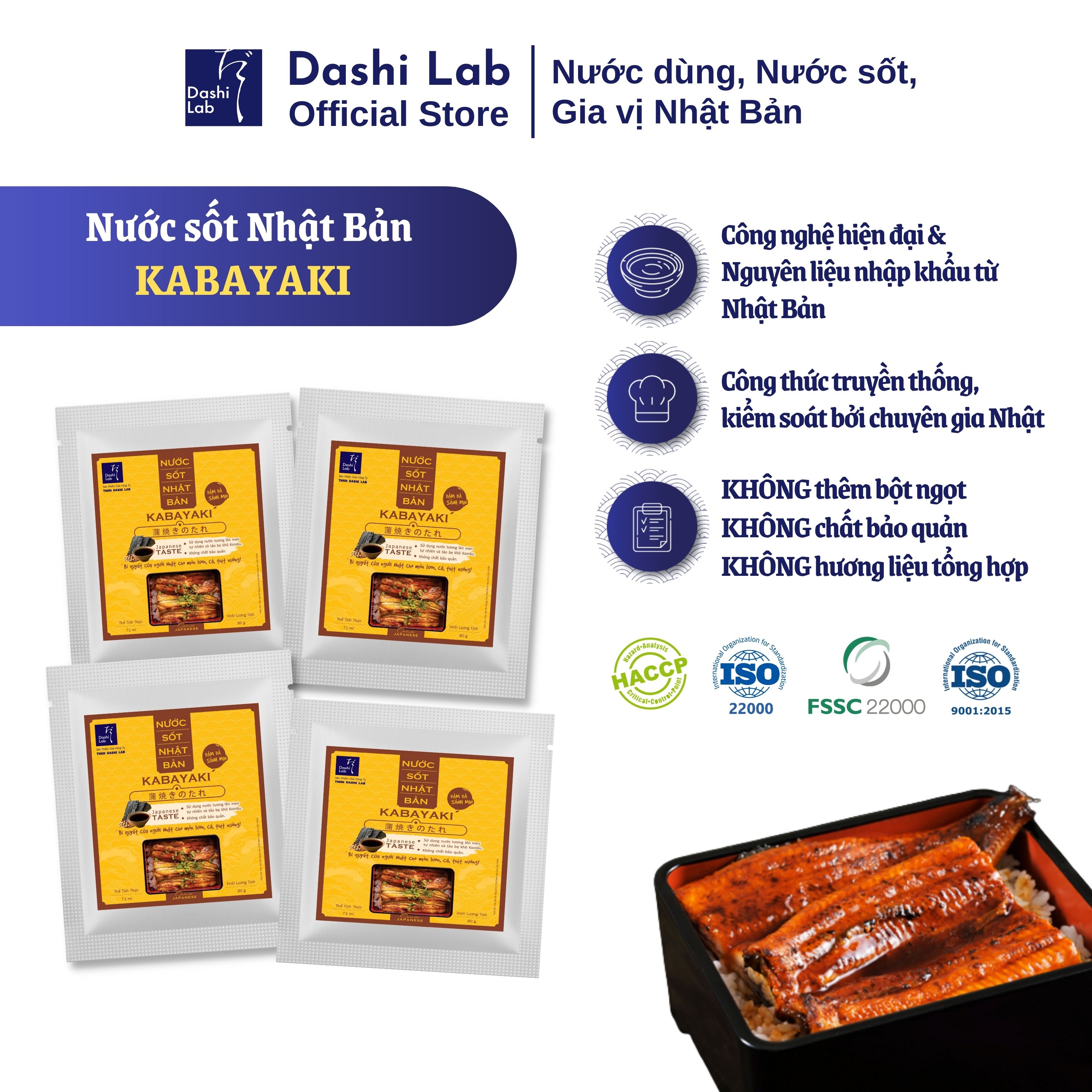 Combo 4 Gói Nước Sốt Nhật Bản KABAYAKI 80g Hương Vị Đậm Đà Chay Mặn Đều Dùng Được DASHI LAB