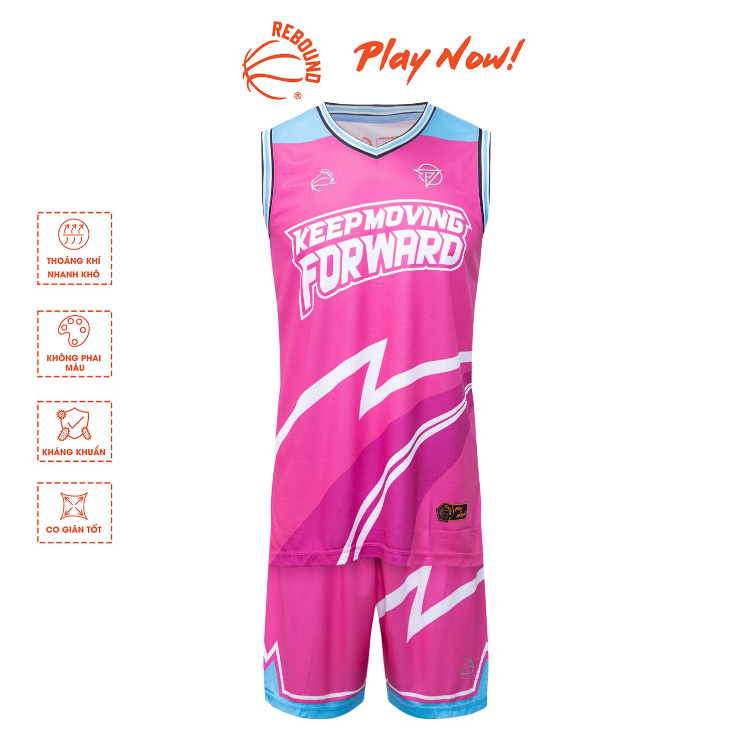 Bộ quần áo bóng rổ REBOUND - KMF cao cấp 5 màu Vải R-Pro Thoáng khí nhanh khô Co giãn tốt Không phai màu Kháng khuẩn