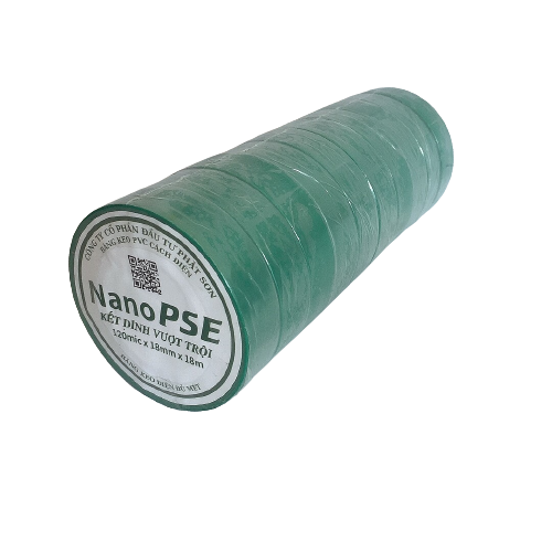 Băng keo cách điện đủ mét Nano PSE 18M màu xanh lá