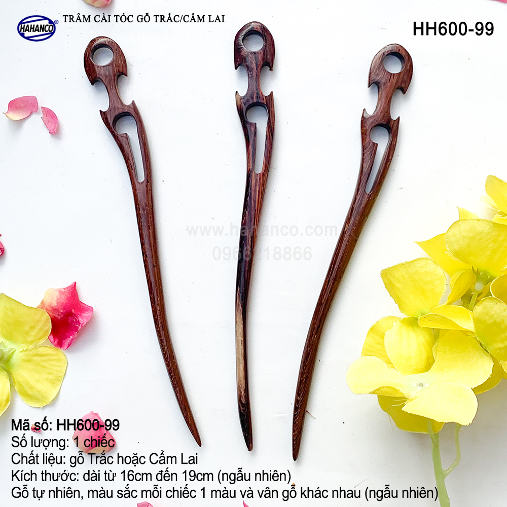 Trâm cài tóc bằng gỗ Cẩm Lai/Trắc HH600 - phong cách cổ trang, điêu khắc sang chảnh HOT TREND cho nữ - HAHANCO