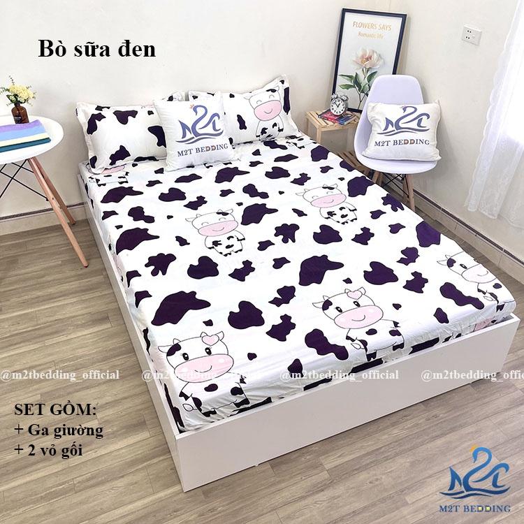 Bộ 3 món ga gối Cotton Poly M2T bedding Hàn Quốc drap giường và 2 vỏ gối
