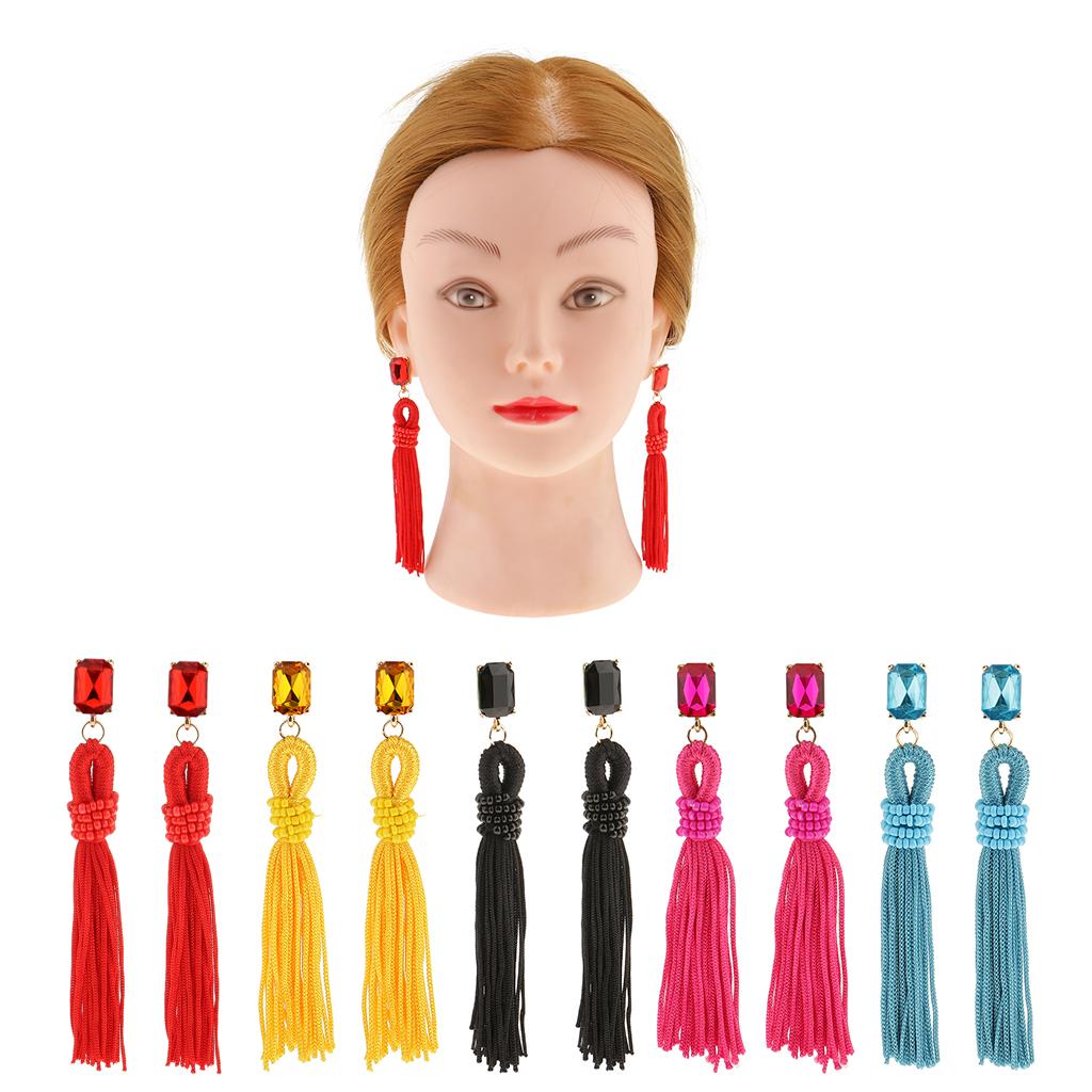Long Tassel Earrings Red