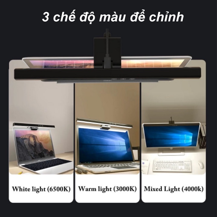 Hình ảnh Thanh đèn màn hình máy tính xách tay, Đèn màn hình LED, Không bị lóa hoặc nhấp nháy, Đèn cấp nguồn qua cổng USB, Tiết kiệm không gian, Sử dụng tại nhà / văn phòng / quán cà phê