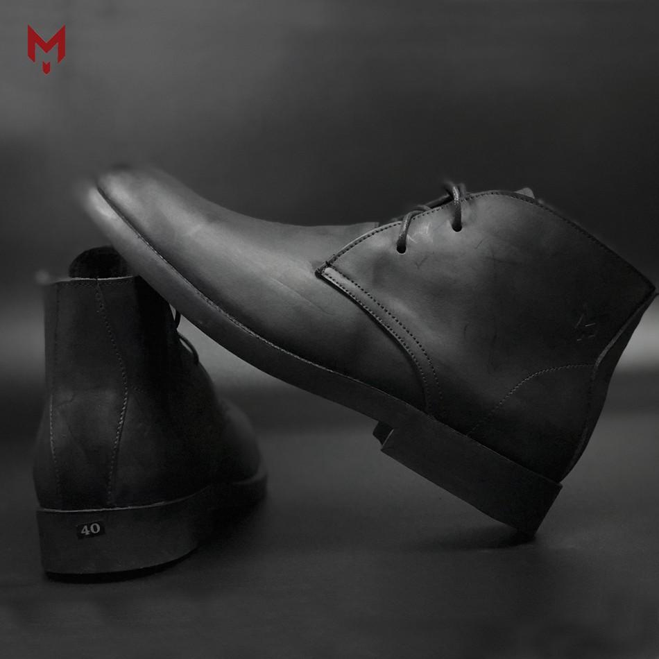 Giày cao cổ nam MAD Chukka Boots Brown da bò sáp ngựa điên cao cấp phong cách bụi bặm cá tính mạnh mẽ