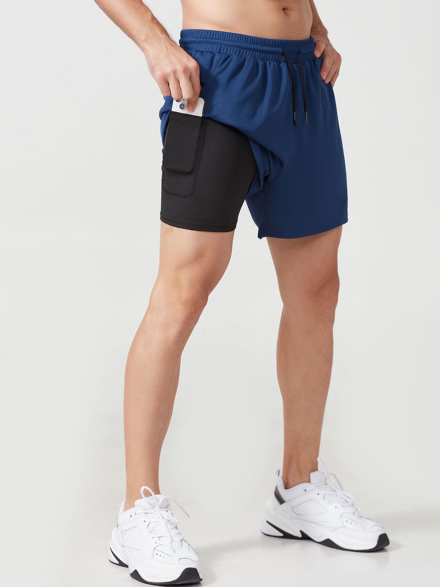 Quần Short Thể Thao Nam Có Lót 2 Trong 1 Với Túi Có Dây