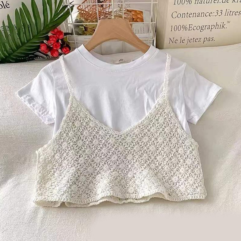 Áo len 2s croptop nữ cổ V đan móc Quảng Châu LS_AL074