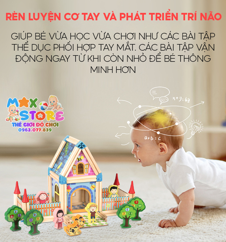 Đồ Chơi Lắp Ghép Mô Hình Nhà Thông Minh 3D 128 và 268 Chi Tiết Cho Bé