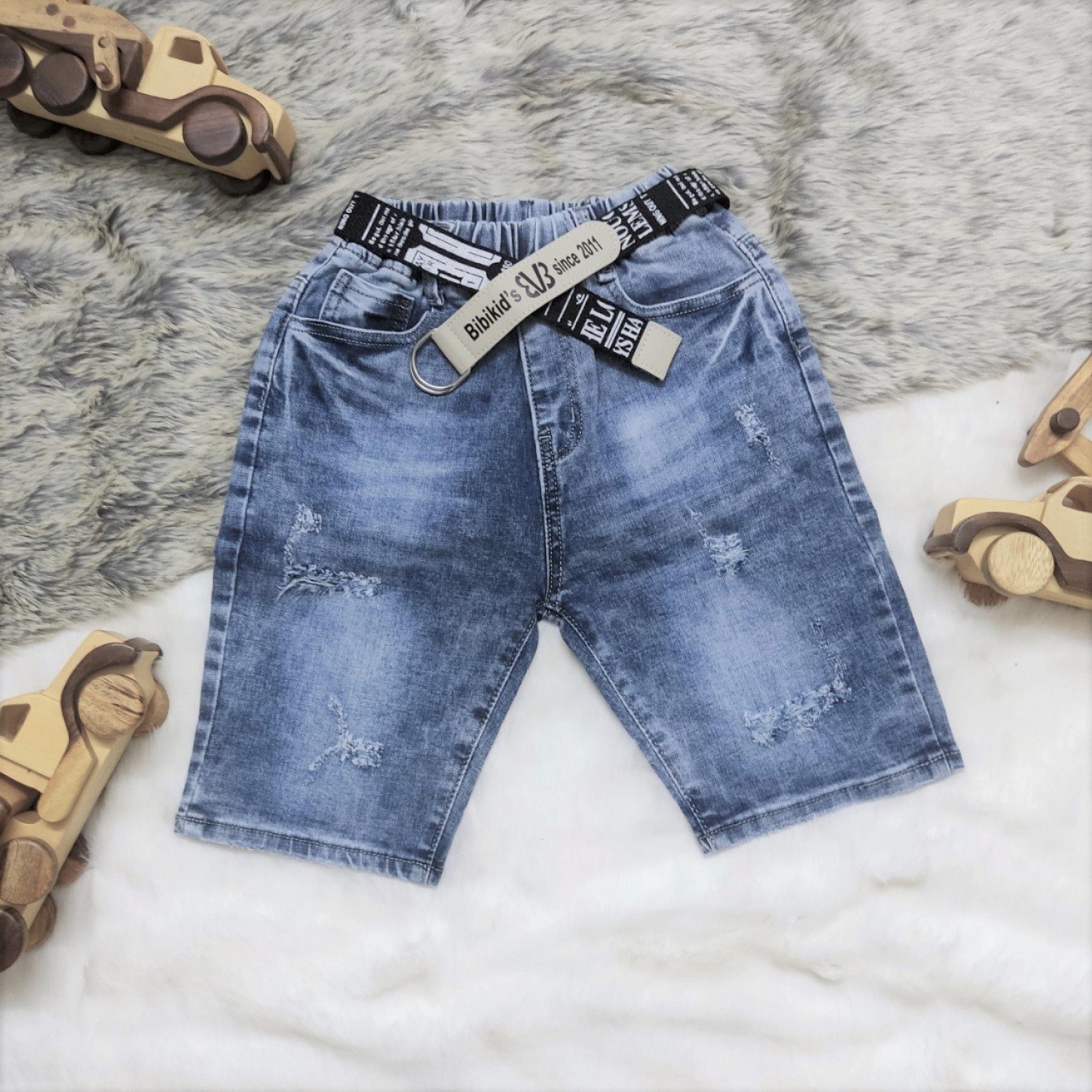 Q00000120 Quần jean lửng kèm nịt cao cấp bé trai, jean co giãn, wax nhẹ từ 6-12 tuổi