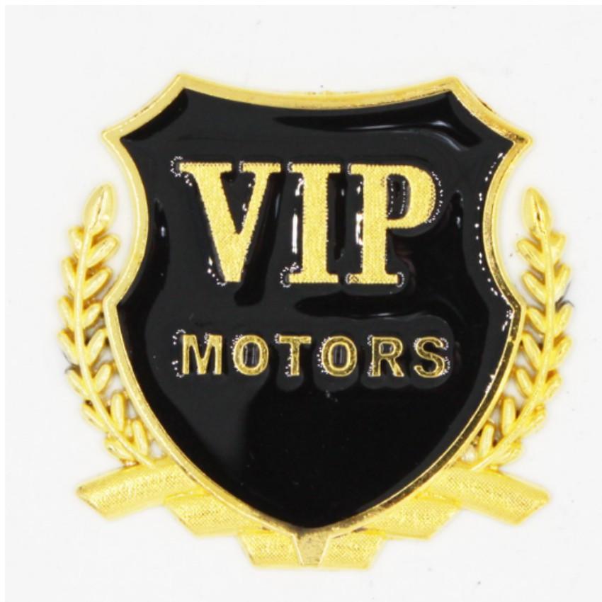 Logo xe Ô tô VIP MOTORS bông lúa,tặng khăn lau đa năng 206277