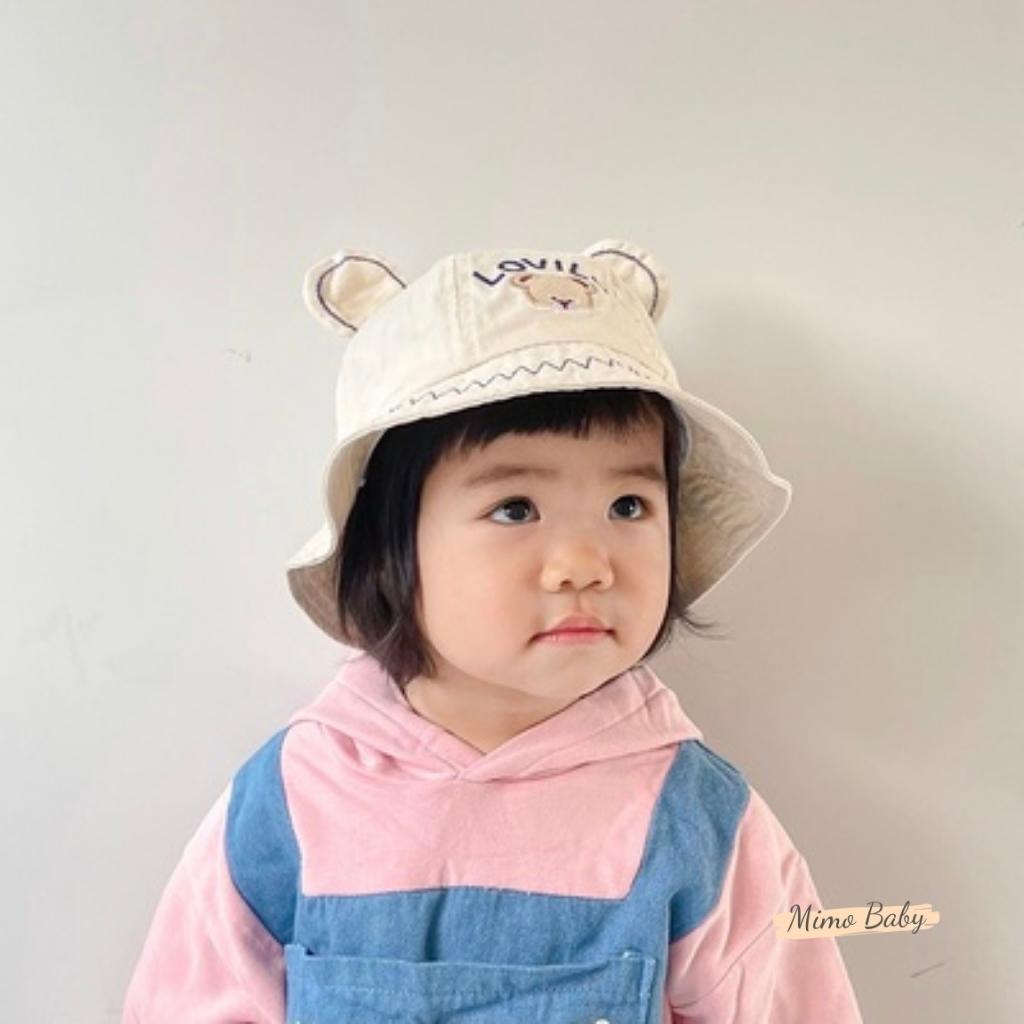 Mũ bucket tai gấu in chữ lovily đáng yêu cho bé MH143 Mimo Baby